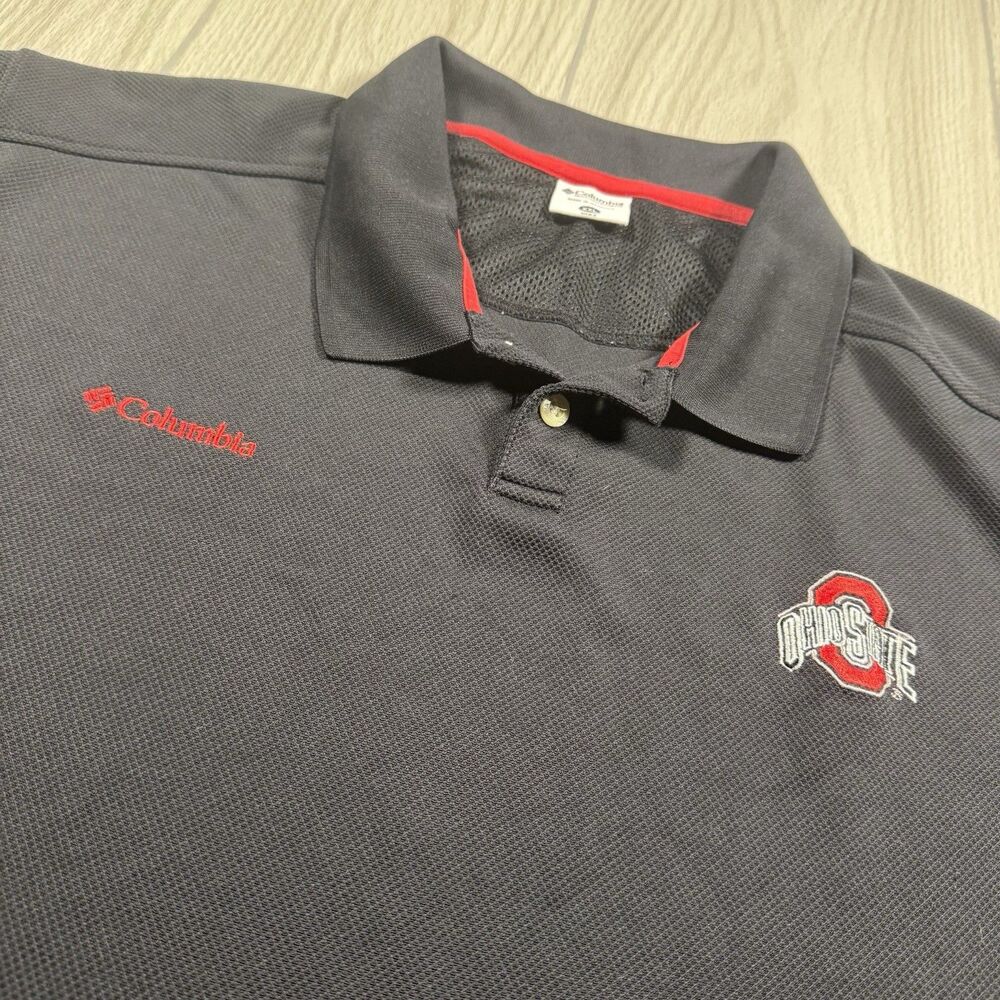 Ohio State Buckeyes Golf Polo Columbia Men’s XXL Black Logo Performance Knit